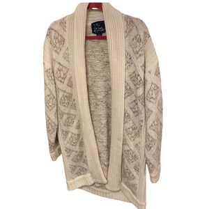 Women vintage Cream Open Front Cardigan Sweater cottage core granny core M